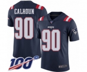 Youth New England Patriots #90 Shilique Calhoun Limited Navy Blue Rush Vapor Untouchable 100th Season Football Jersey