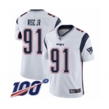 Youth New England Patriots #91 Deatrich Wise Jr White Vapor Untouchable Limited Player 100th Season Football Jersey