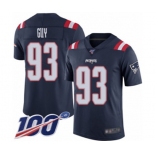 Youth New England Patriots #93 Lawrence Guy Limited Navy Blue Rush Vapor Untouchable 100th Season Football Jersey