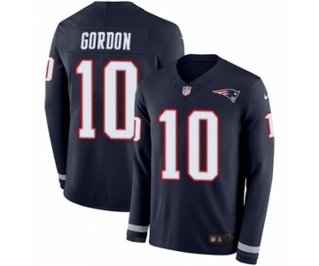 Youth Nike New England Patriots #10 Josh Gordon Limited Navy Blue Therma Long Sleeve NFL Jersey