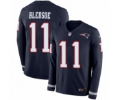 Youth Nike New England Patriots #11 Drew Bledsoe Limited Navy Blue Therma Long Sleeve NFL Jersey