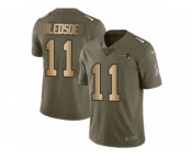 Youth Nike New England Patriots #11 Drew Bledsoe Limited Olive Gold 2017 Salute to Service NFL Jersey