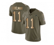 Youth Nike New England Patriots #11 Julian Edelman Limited Olive Gold 2017 Salute to Service NFL Jersey