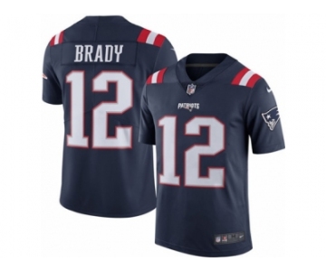 Youth Nike New England Patriots #12 Tom Brady Limited Navy Blue Rush NFL Jersey