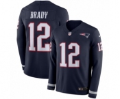 Youth Nike New England Patriots #12 Tom Brady Limited Navy Blue Therma Long Sleeve NFL Jersey