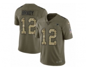 Youth Nike New England Patriots #12 Tom Brady Limited Olive Camo 2017 Salute to Service NFL Jersey