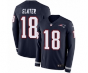 Youth Nike New England Patriots #18 Matthew Slater Limited Navy Blue Therma Long Sleeve NFL Jersey