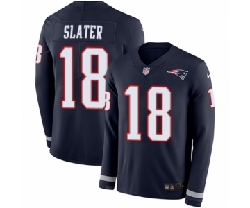 Youth Nike New England Patriots #18 Matthew Slater Limited Navy Blue Therma Long Sleeve NFL Jersey