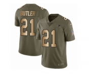 Youth Nike New England Patriots #21 Malcolm Butler Limited Olive Gold 2017 Salute to Service NFL Jersey