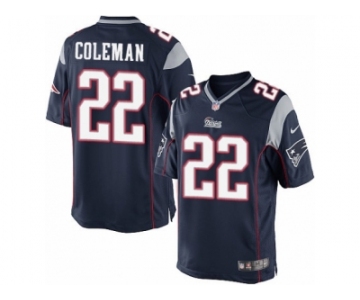 Youth Nike New England Patriots #22 Justin Coleman Limited Navy Blue Team Color NFL Jersey