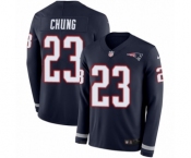 Youth Nike New England Patriots #23 Patrick Chung Limited Navy Blue Therma Long Sleeve NFL Jersey