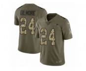 Youth Nike New England Patriots #24 Stephon Gilmore Limited Olive Camo 2017 Salute to Service NFL Jersey