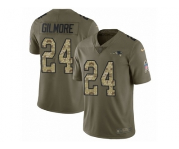 Youth Nike New England Patriots #24 Stephon Gilmore Limited Olive Camo 2017 Salute to Service NFL Jersey