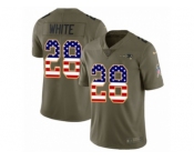 Youth Nike New England Patriots #28 James White Limited Olive USA Flag 2017 Salute to Service NFL Jersey