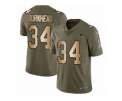 Youth Nike New England Patriots #34 Rex Burkhead Limited Olive Gold 2017 Salute to Service NFL Jersey