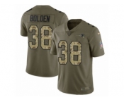 Youth Nike New England Patriots #38 Brandon Bolden Limited Olive Camo 2017 Salute to Service NFL Jersey