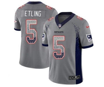 Youth Nike New England Patriots #5 Danny Etling Limited Gray Rush Drift Fashion NFL Jersey