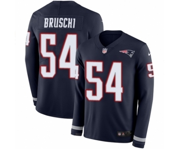 Youth Nike New England Patriots #54 Tedy Bruschi Limited Navy Blue Therma Long Sleeve NFL Jersey