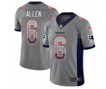 Youth Nike New England Patriots #6 Ryan Allen Limited Gray Rush Drift Fashion NFL Jersey