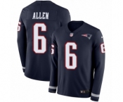 Youth Nike New England Patriots #6 Ryan Allen Limited Navy Blue Therma Long Sleeve NFL Jersey