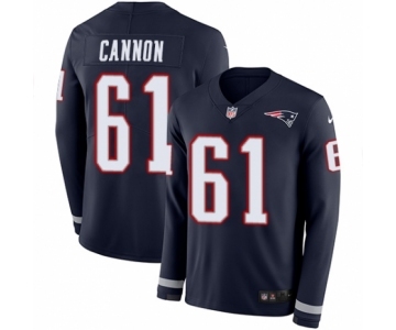 Youth Nike New England Patriots #61 Marcus Cannon Limited Navy Blue Therma Long Sleeve NFL Jersey