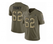 Youth Nike New England Patriots #62 Joe Thuney Limited Olive Camo 2017 Salute to Service NFL Jersey