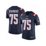 Youth Nike New England Patriots #75 Ted Karras Limited Navy Blue Rush NFL Jersey