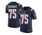 Youth Nike New England Patriots #75 Ted Karras Limited Navy Blue Rush NFL Jersey