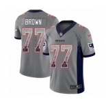 Youth Nike New England Patriots #77 Trent Brown Limited Gray Rush Drift Fashion NFL Jersey