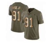 Youth Nike New England Patriots #91 Deatrich Wise Jr Limited Olive Gold 2017 Salute to Service NFL Jersey