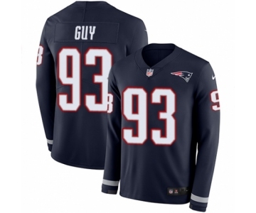 Youth Nike New England Patriots #93 Lawrence Guy Limited Navy Blue Therma Long Sleeve NFL Jersey