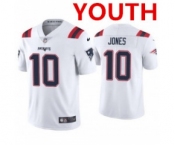 Youth new england patriots #10 mac jones white 2021 vapor limited football jersey