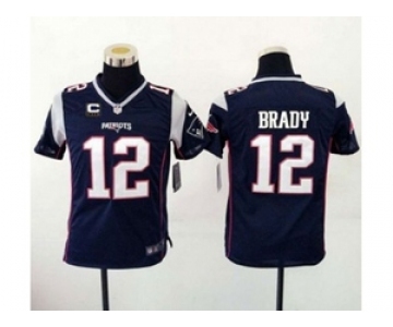 nike youth nfl jerseys new england patriots #12 brady blue[2015 new nike][patch C]