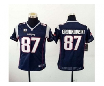 nike youth nfl jerseys new england patriots #87 gronkowski blue[2015 new nike][patch C]