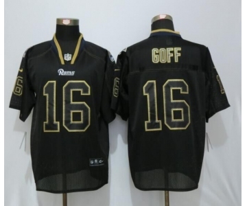 Men Nike St.Louis Rams #16 Jared Goff Lights Out Black Elite Jerseys