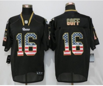 Men Nike St.Louis Rams #16 Jared Goff USA Flag Fashion Black Elite Jerseys