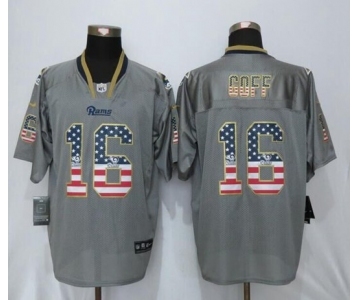 Men Nike St.Louis Rams #16 Jared Goff USA Flag Fashion Gray Elite Jerseys