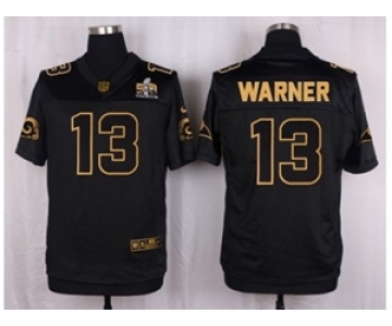 Nike St. Louis Rams #13 Kurt Warner Black Pro Line Gold Collection Jersey(Elite)