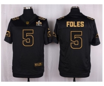 Nike St. Louis Rams #5 Nick Foles Black Pro Line Gold Collection Jersey(Elite)