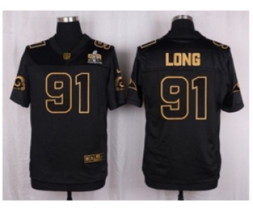 Nike St. Louis Rams #91 Chris Long Black Pro Line Gold Collection Jersey(Elite)