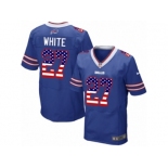 Men Nike Buffalo Bills #27 TreDavious White Elite Royal Blue Home USA Flag Fashion NFL Jersey