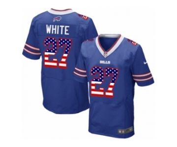 Men Nike Buffalo Bills #27 TreDavious White Elite Royal Blue Home USA Flag Fashion NFL Jersey