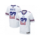 Men Nike Buffalo Bills #27 TreDavious White Elite White Road USA Flag Fashion NFL Jersey