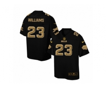 Men's Nike Buffalo Bills #23 Aaron Williams Elite Black Pro Line Gold Collection NFL Jersey