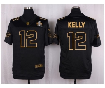 Nike Buffalo Bills #12 Jim Kelly Black Pro Line Gold Collection Jersey[Elite]