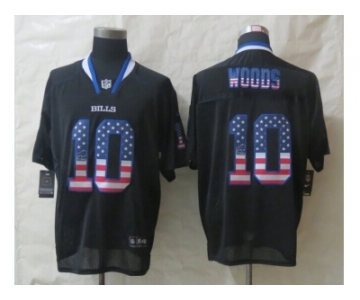 nike buffalo bills #10 woods black[Elite USA flag fashion]