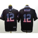 nike nfl jerseys buffalo bills #12 jim kelly black[Elite USA flag fashion]