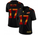 Buffalo Bills #17 Josh Allen Men's Black Nike Red Orange Stripe Vapor Limited NFL Jersey