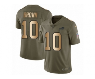 Men Nike Buffalo Bills #10 Corey Brown Limited Olive Gold 2017 Salute to Service NFL Jersey