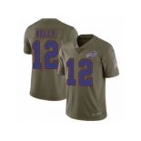 Men Nike Buffalo Bills #12 Jim Kelly Limited Olive 2017 Salute to Service NFL Jersey